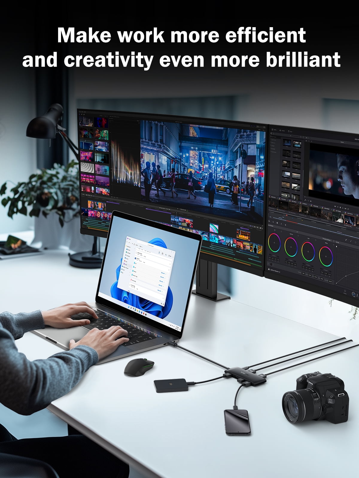 7-in-1 USB-C Docking Station with HDMI Ports Support Dual 4k Output, 100w PD Charging, 5Gbps USB 3.0 and 2.0 Ports for Multi-monitor Setups