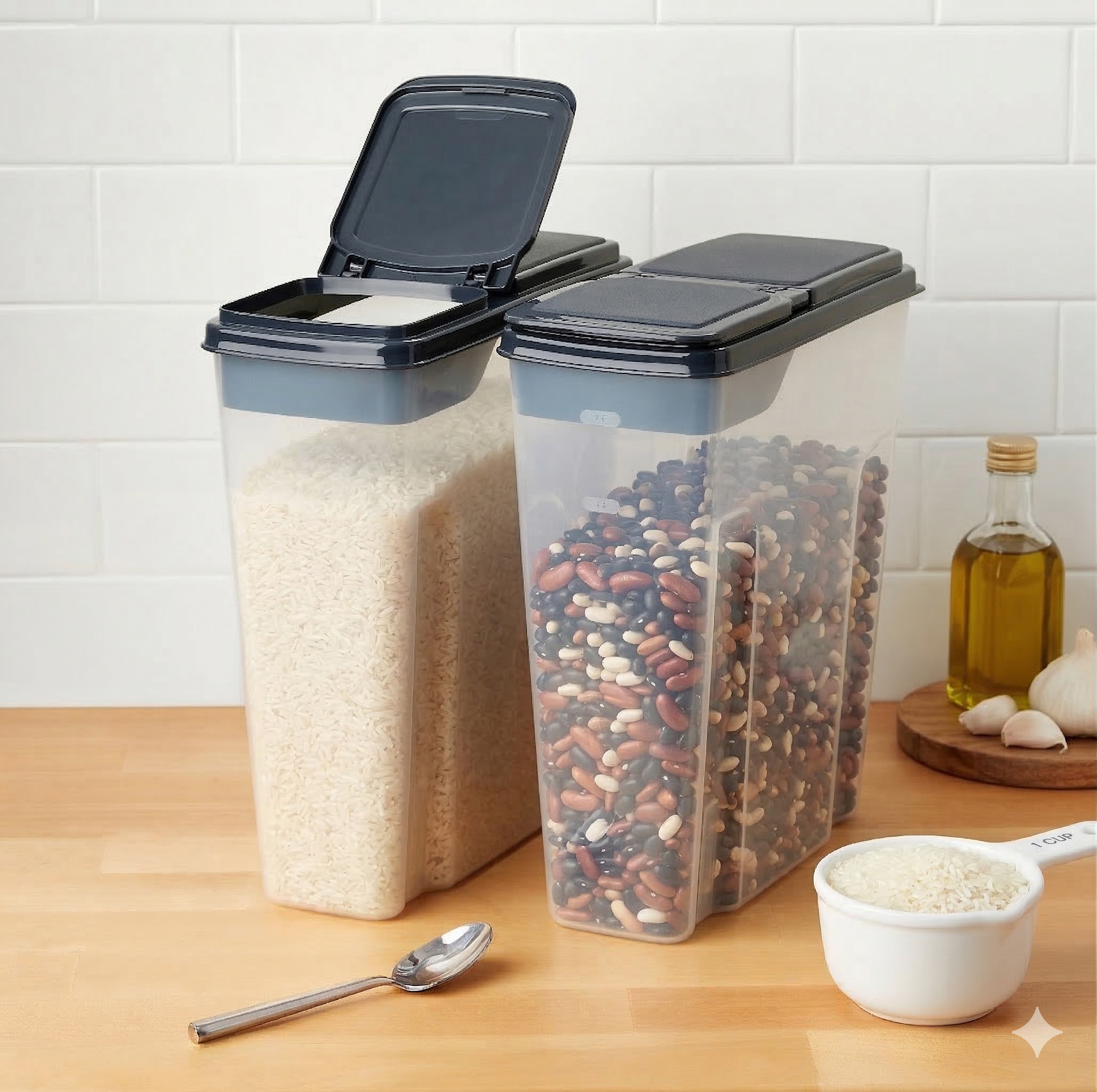 Mainstays Plastic Cereal Keeper Storage Containers, 2-Pack, Gray photo 7