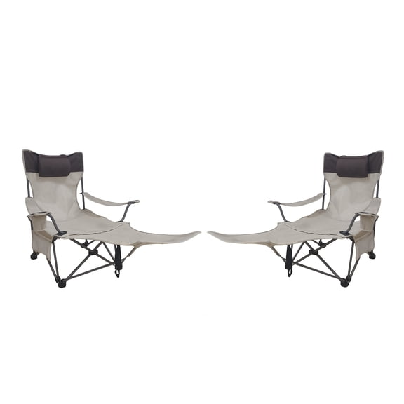 Outdoor Camping Chairs Folding/Portable/Adjustable reclining chair(Three-level adjustment), Side Pockets & Cup Holder,Carry Bag,Beige