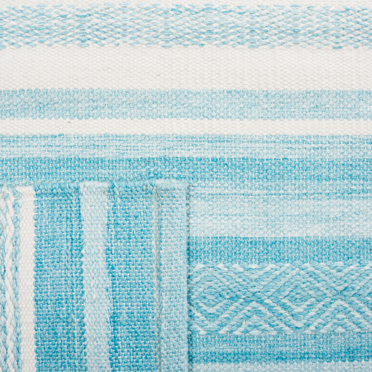 SAFAVIEH Striped Kilim Leo Striped Polyester Area Rug, Turquoise/Ivory, 5' x 8'