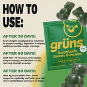 Gruns Sugar Free Superfood Multivitamin Greens Gummies for Adults, 12 Count