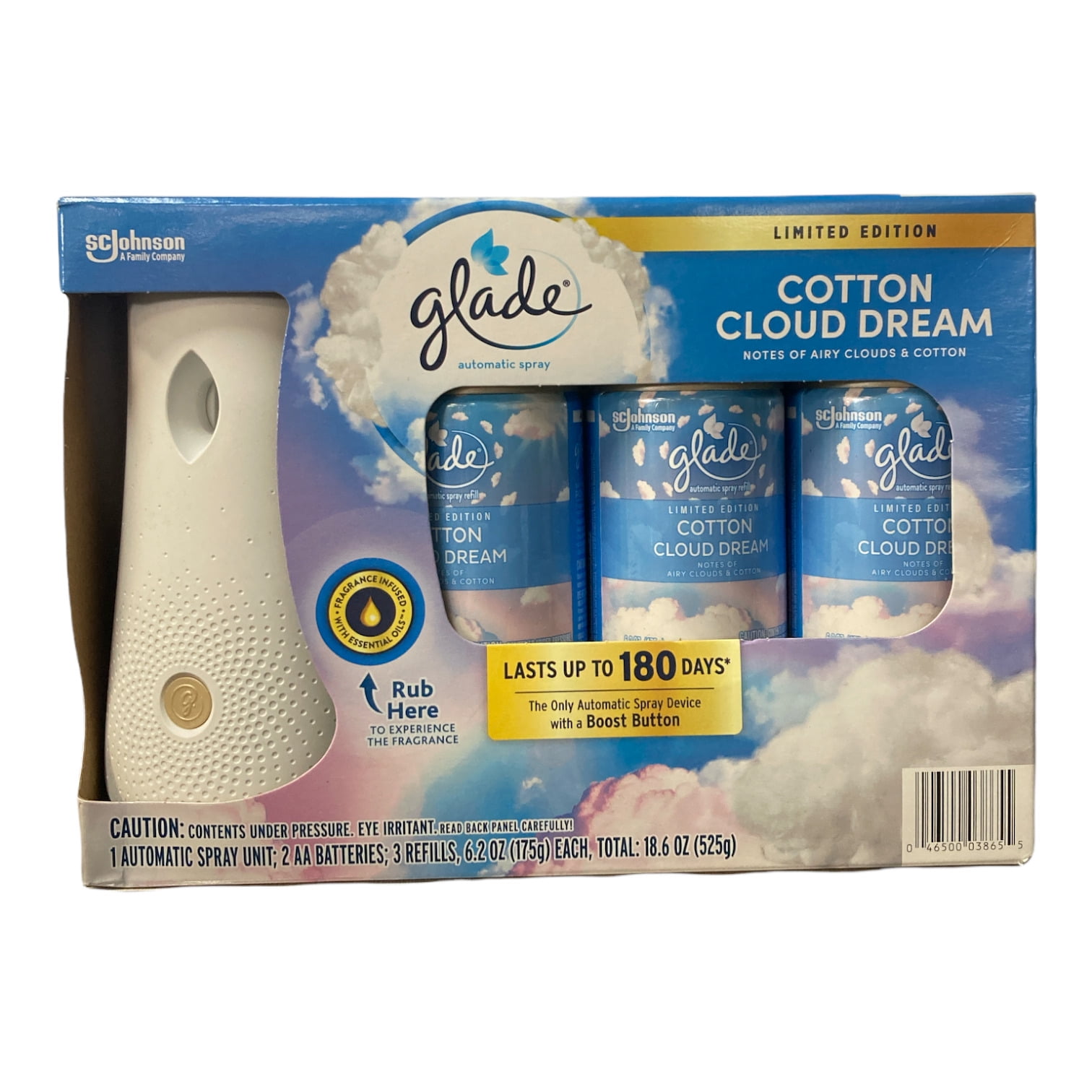 Glade Automatic Spray Unit + 3 Refills Cotton Cloud Dream Limited
