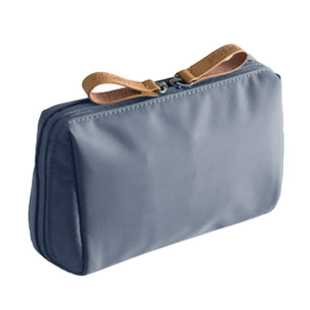 Bolsa de maquillaje de nailon, bolsa organizadora de viaje, organizador de cosméticos para mujeres y niñas, 14 x 10 x 7 cm, color gris