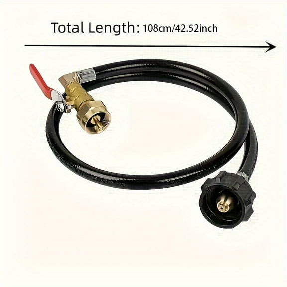 Propane Refill Adapter Hose for 1 lb Tanks, 3 ft Propane Tank Refill Adapter Rubber Hose (with Pressure Gauge), 36 Inch Propane Tank Filler, 350 PSI High Pressure Camping Grill (QCC/Type1 Inlet), 1LB