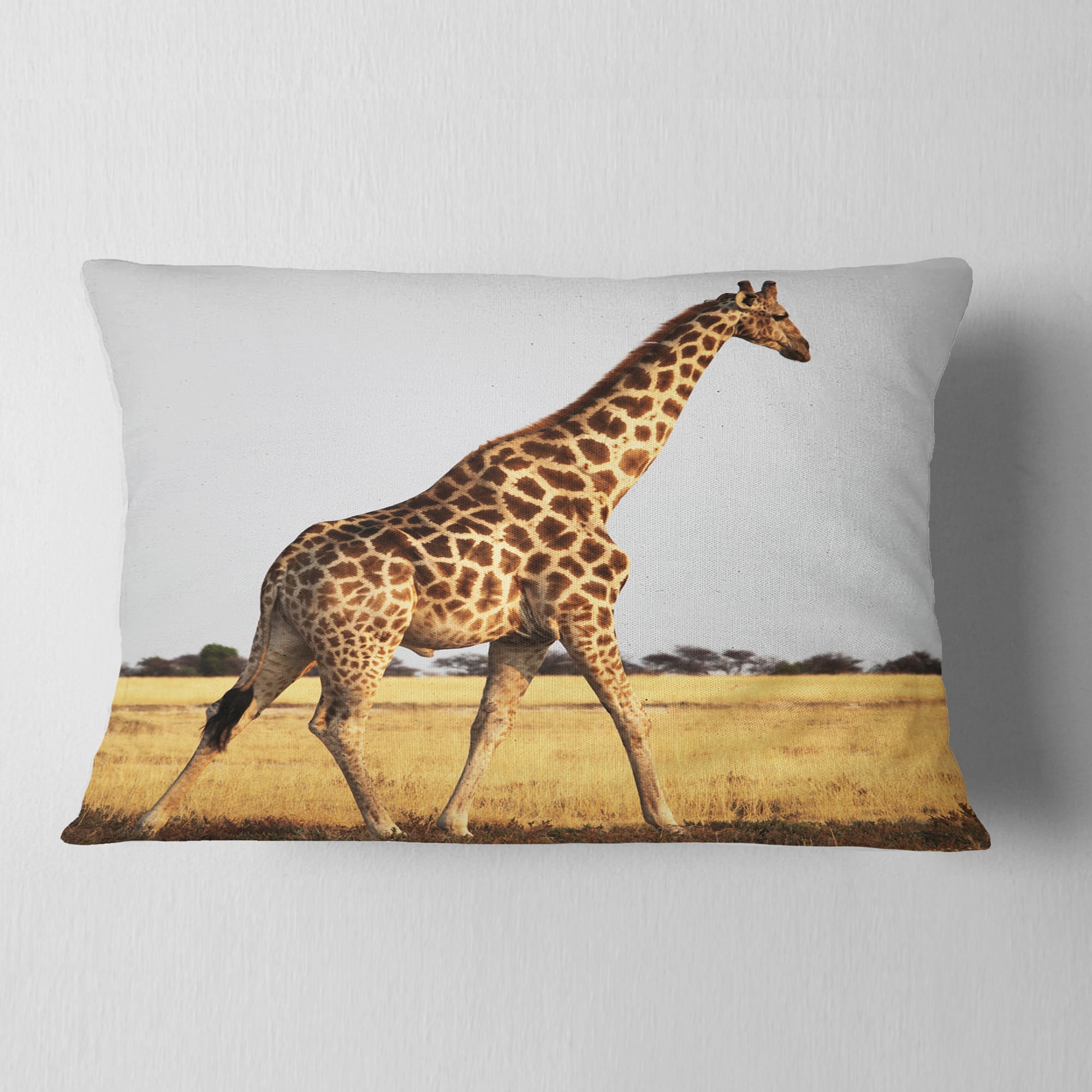 Designart 12" x 20" Brown Polyester Throw Pillow