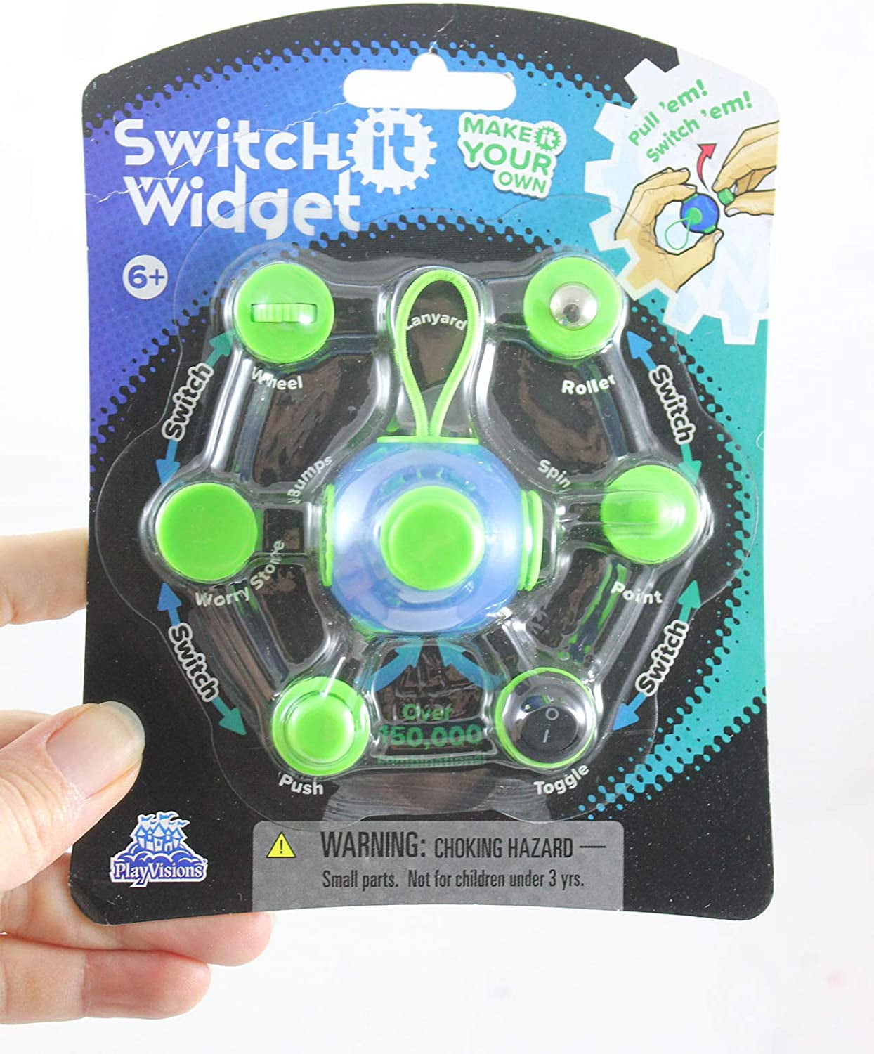 Calming ASD Push Button Bubble Pop Up Fidget Sensory Toy ~ Green Square ~ ADHD 