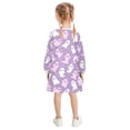 thumbnail image 3 of Girls' long-sleeved dress Cute White Pink Ghost Girls' A-line dress with ribbed cuffs Soft and comfortable, 3 of 6