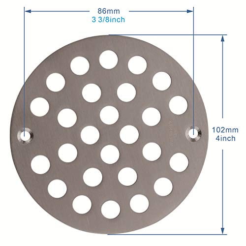 VOURUNA 4-Inch Screw-In Shower Drainer Cover Replacement Floor Strainer floor drain Brushed Nickel