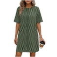 thumbnail image 3 of TaTaai Women's Fashion Solid Color Round Neck Short Sleeve Dress with Pockets Classic Casual Style Soft Elastic Fabric Comfortable Midi Dress for Spring Summer Daily Life Gift, 3 of 6