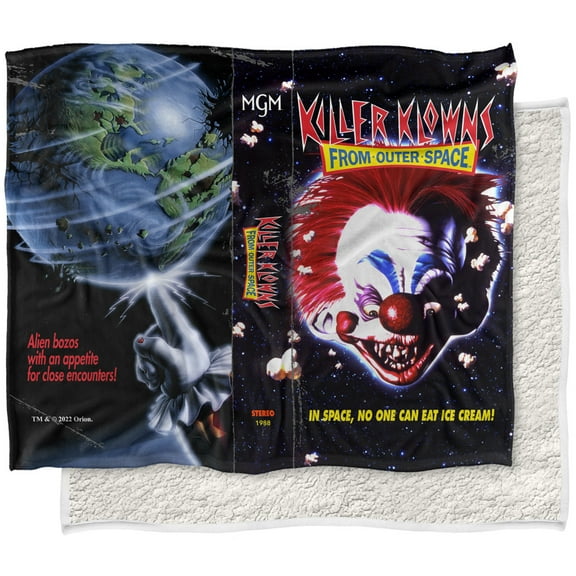 Killer Klowns from Outer Space - Clown Blanket, 50'x60' VHS Silky Touch Sherpa Back Super Soft Throw Blanket