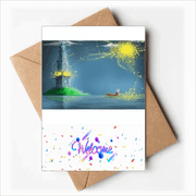 Silent Night Lighthouse Fairy Fuying Painting Welcome Back Greeting Cards Envelopes Blank