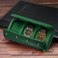 thumbnail image 4 of Estuche de viaje para reloj de cuero Caja para un reloj para hombres y mujeres, 3 ranuras, verde, 4 of 6