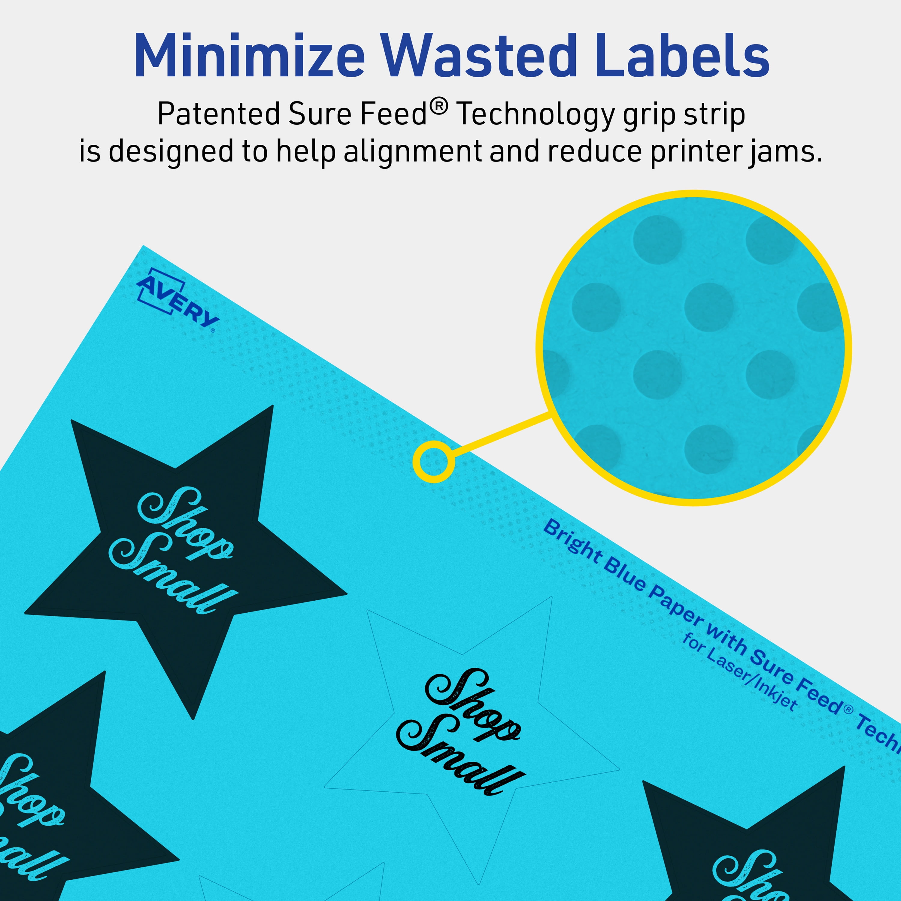 Avery Printable Star Labels, Bright Blue, 2-1/4" x 2-3/8", 960ct