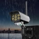 thumbnail image 5 of Cámara de seguridad simultánea alimentada por energía solar | Sensor de movimiento humano, LED intermitente, mando a distancia, 35 LEDs, impermeable IP65, vigilancia falsa exterior, ABS, blanco, 5 of 9