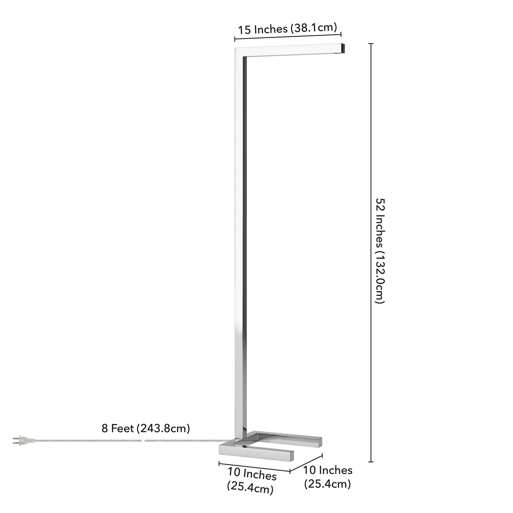 Evelyn&Zoe Malin 52" Modern Metal Floor Lamp with Polished Nickel Rectangle Metal Shade