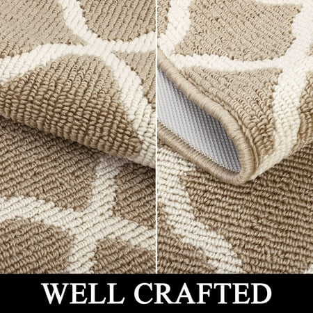 Extra Long Hallway Runner Rugs 2x10 ft Indoor Washable Rug Runner Non Slip Rubber Backing Resist Dirt Kitchen Runner Rug Hall Entryway Carpet Runners, Beige