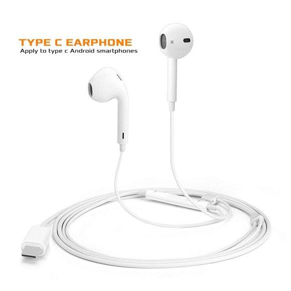 Type C USB-C Earphones Headphones Headsets with Mic & Volume Control for Huawei LG Google Samsung S8 S9 Plus