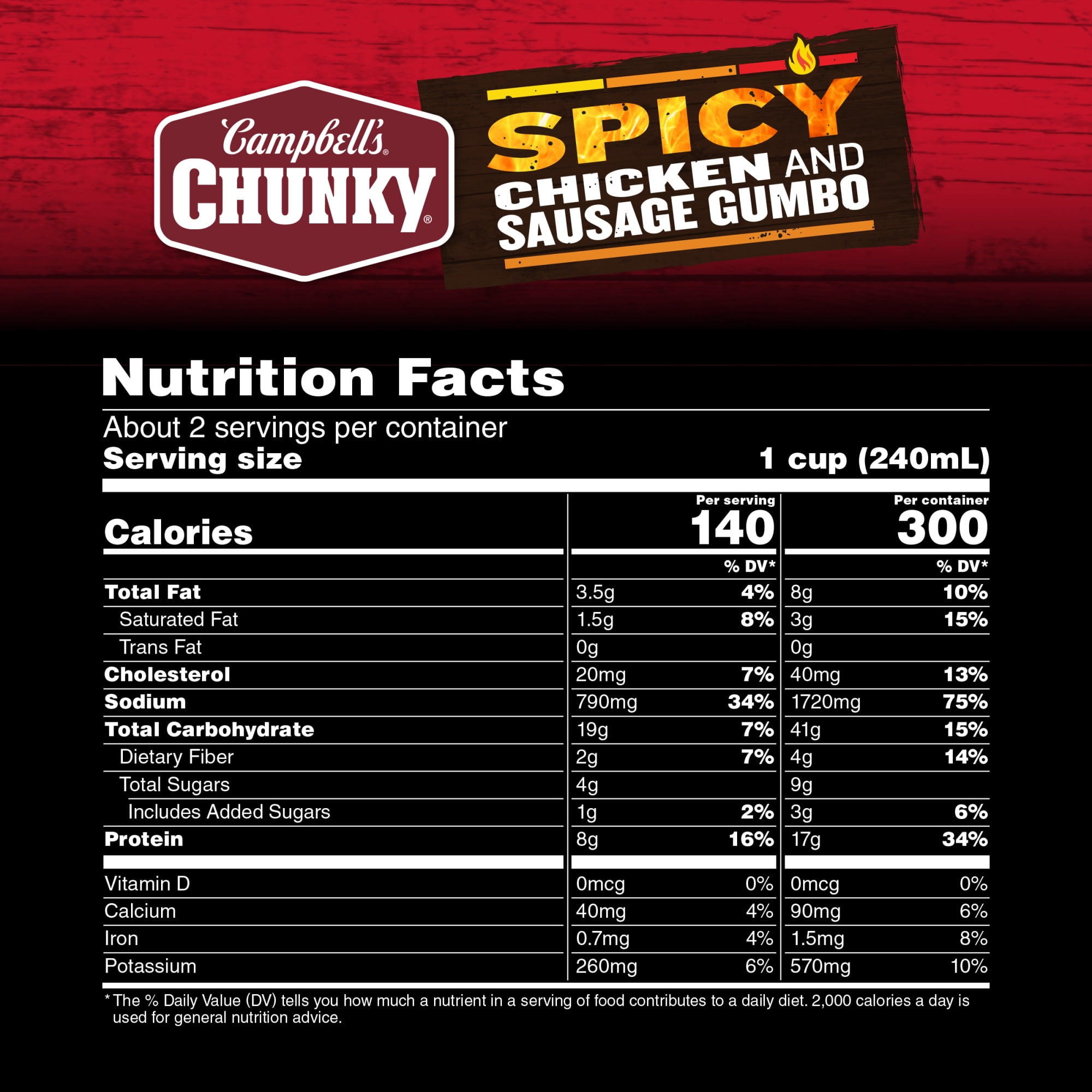 (12 pack) Campbell's Chunky Soup, Spicy Chicken and Sausage Gumbo, 18.8 oz Can