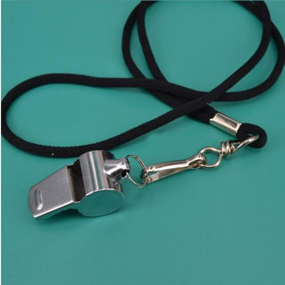 Techtongda Football Soccer Sports Metal Referee Whistle Black Lanyard Emergency Survival