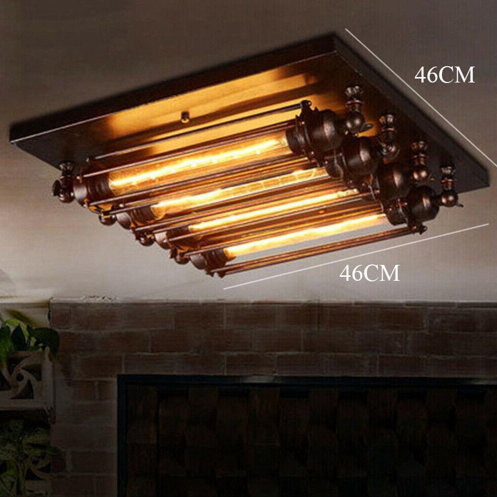 Industrial Steampunk Ceiling Light Fixture, Cage Shape, Metal Pendant Loft Lamp for ‎Indoor