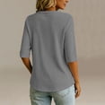 thumbnail image 4 of Abomasnow Women's Waffle Knit Shirts Quarter Button Short Sleeve V-Neck Shirts Casual Lightweight Workout Yoga T-Shirts, 4 of 6