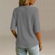 thumbnail image 4 of Neewe Womens Plain V Neck Button Dressy Casual Summer Short Sleeve Button Down Shirts Business Work Tops, 4 of 6