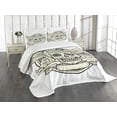 thumbnail image 3 of Ambesonne Sugar Skull Quilted Bedspread Set 3 Pcs, Calavera Diamond, Queen Size, Cream Grey Black, 3 of 5