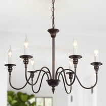 LNC 6-Light Rustic Candle Chandelier for Kitchen Island,Brown,26.4"L x 26.4"W x 18.9"H