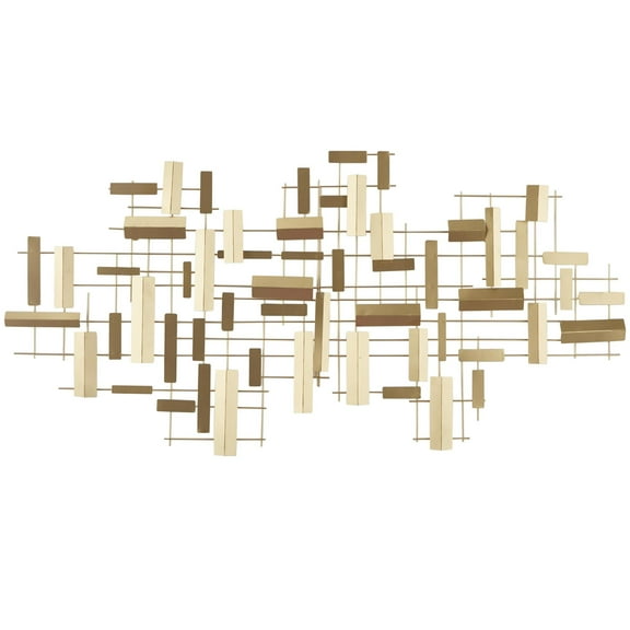 CosmoLiving by Cosmopolitan Gold Metal 3D Stripes Geometric Wall Decor