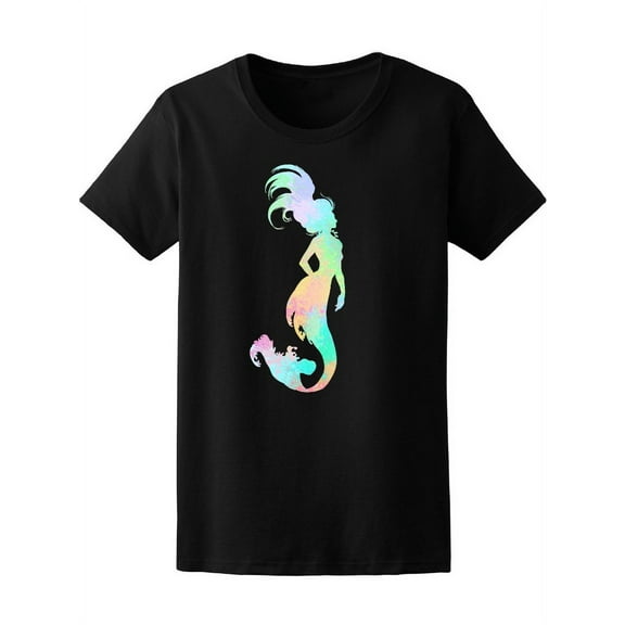 Watercolor Mermaid Silhouette T-Shirt Women -Image by Shutterstock, Female Large