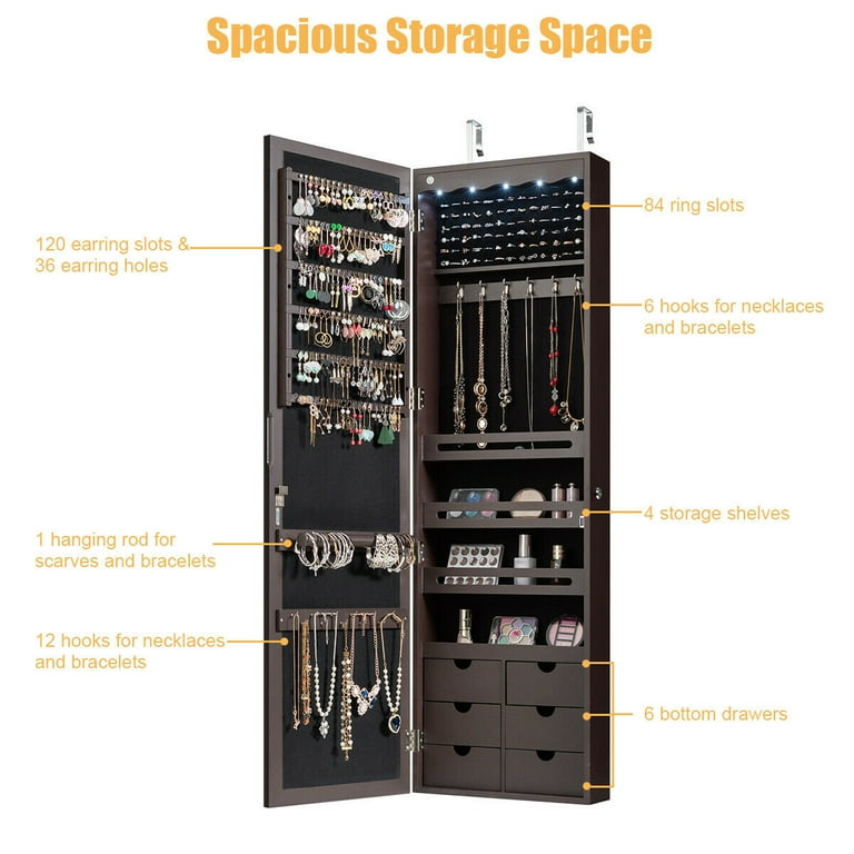 Giantex Large Jewelry Cabinet: Wall/Door Mounted, Lockable Giantex Large Jewelry Cabinet: Wall/Door Mounted, Lockable