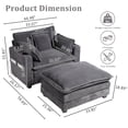 thumbnail image 5 of Armrest Sofa with Ottoman,Gexpusm Oversized Upholstered Corduroy Sofa Chair with Cup Holders & USB Ports for Bedroom,Living Room,Small Spaces,Lounge Sofa Chair,Gray, 5 of 7