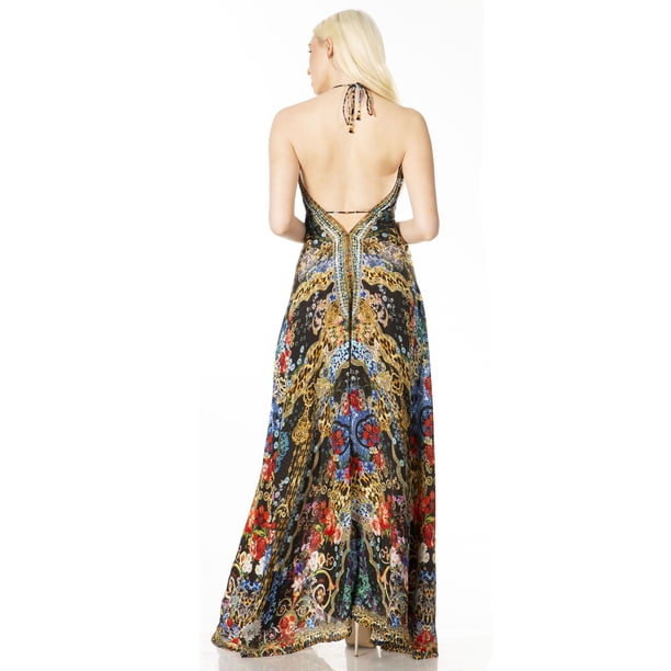 wine halter neck dress Italia Azure Pleat Bodice Halterneck Maxi Dress Wine