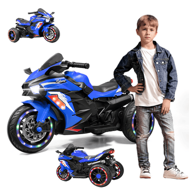 Veakar 12V Electric Motorcycle Ride on Toy for 3-6 Years Old, Motorcycles for Kids Dirt Bike with Music and LED Light, Long Batteay