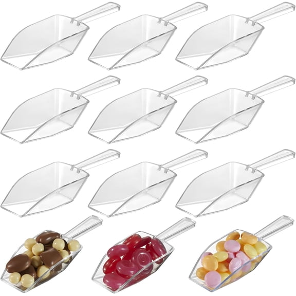 Bedwina Acrylic Plastic Scoops, Clear Mini Scoops for Candy Buffet and Ice Cream Toppings, 5.5”, 24-Pack