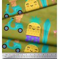 thumbnail image 3 of Soimoi Green Rayon Fabric Beech & Fun Party Print Fabric by the Yard 56 Inch Wide, 3 of 5