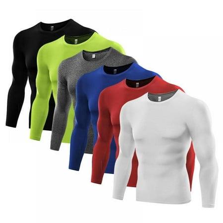 Men's Cool Dry Fit Long Sleeve Compression Shirts, Active Sports Base Layer T-Shirt, Athletic Workout Shirt