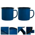 thumbnail image 2 of 2 Pcs Tasses à Lait en Fer Bleues Style Classique pour Usage Quotidien avec Poignée Antidérapante, 2 of 8