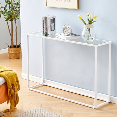 O'force Console Tables for Entryway, Sofa Tables, Entryway Table for Living Room, Gold Entrance Table, MDF Entry Table, Foyer Tables w/Metal Frame, Behind Couch Table for Hallway