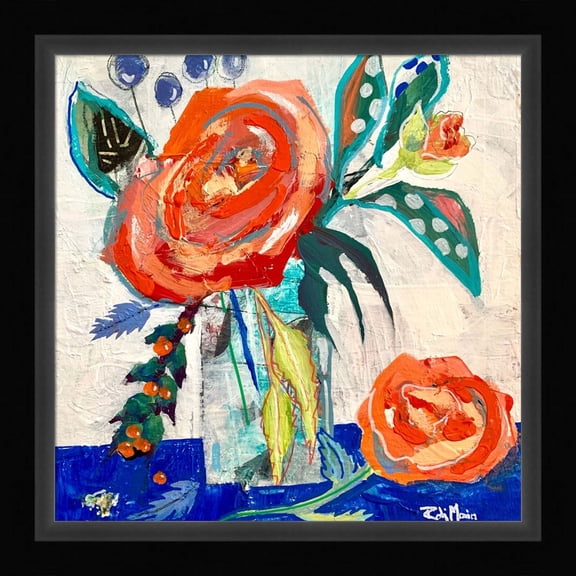 Great Art Now Rose and Berry Rendezvous by Robin Maria, Framed Wall Art, 24W x 24H