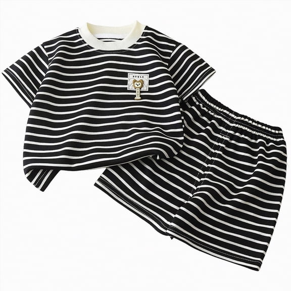 kpoplk Summer Toddler Baby Boy Girl Clothes Aunties/Mamas Boy Outfits 3 6 12 18 24 Months 2T 3T 4T Short Sleeve Tops Shorts Set 18-24 Months,Black