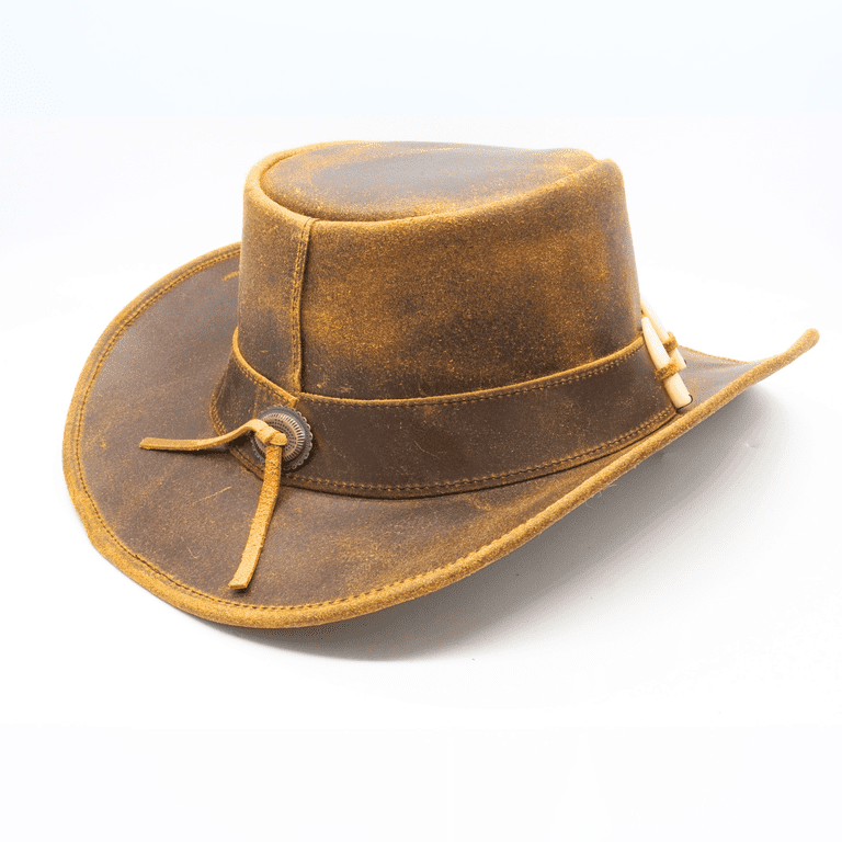 2692 Australian Leather Hat With Crocodile Band Teeth - Dundee Style Outback Resistance Premium Australian Leather Cowboy Hat Crocodile  main image 4
