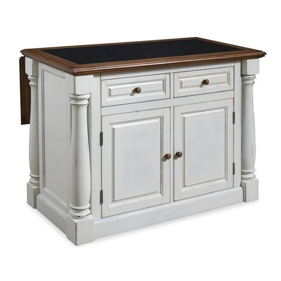 Kingfisher Lane Contemporary Wood Kitchen Island in Antique White