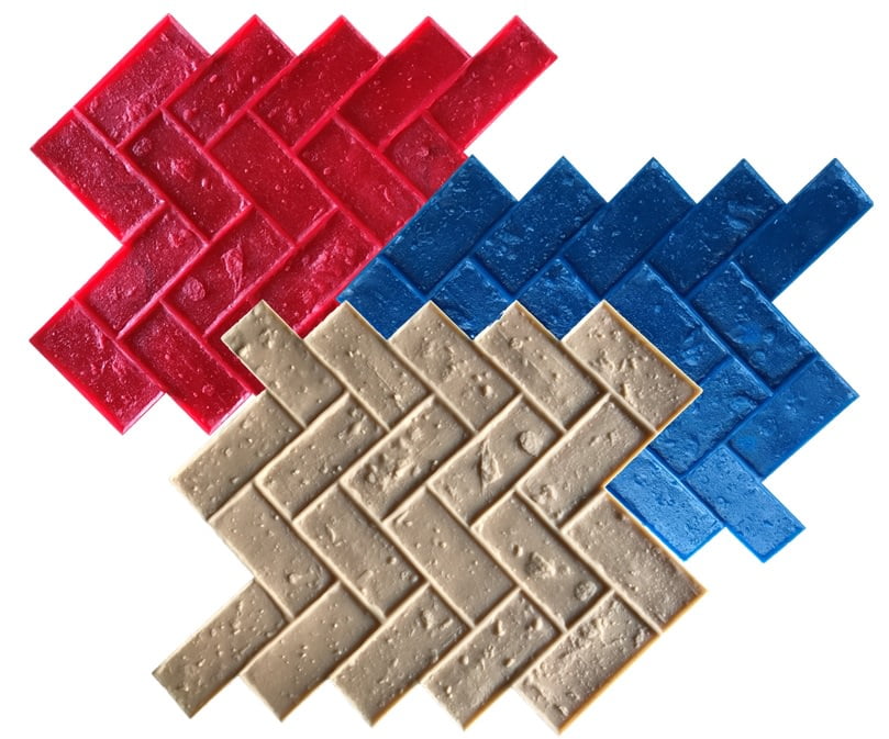 Herringbone Brick Stamped Concrete. Stamp Mat Set SM 4100