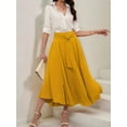thumbnail image 5 of Osfvolr Women'S Elegant High Waist Casual Irregular Bohemian Maxi Dress with Pockets Gold M, 5 of 7