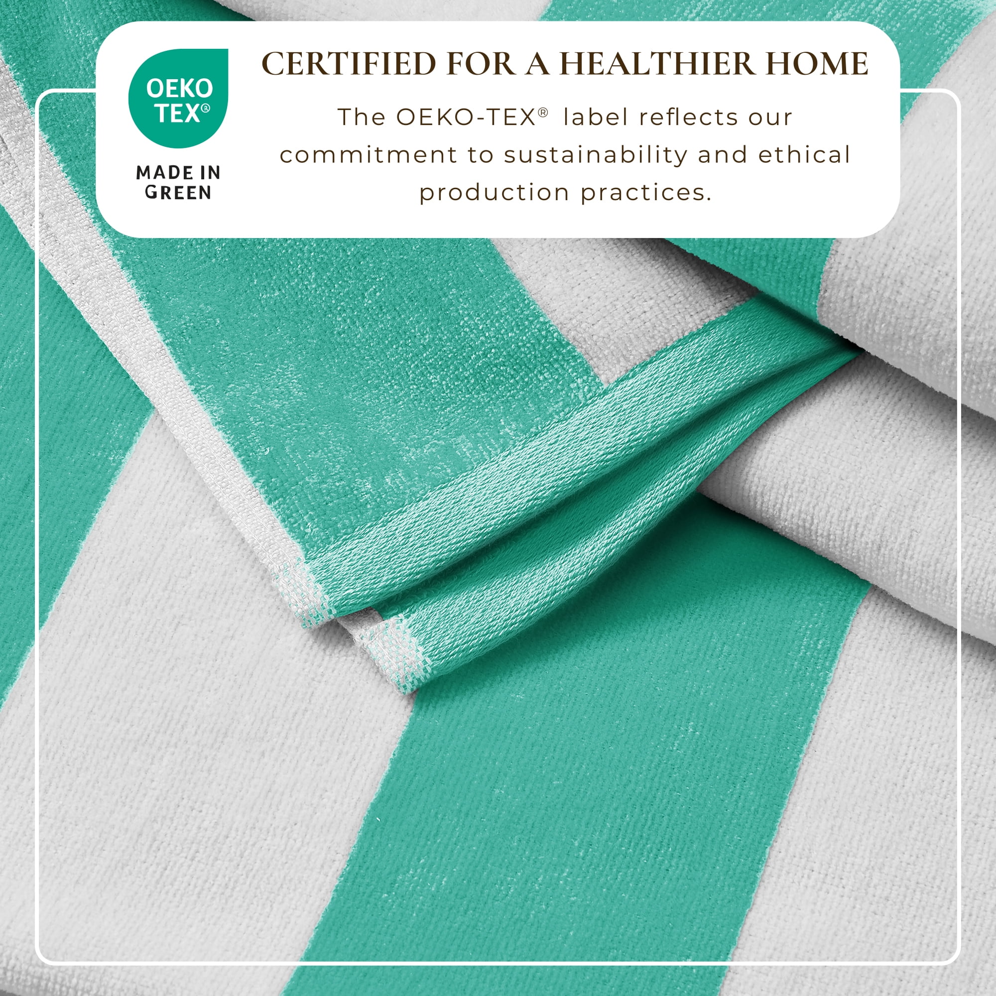 100% Cotton Cabana Striped Oversized Beach & Pool Towels (35" x 70", Teal)