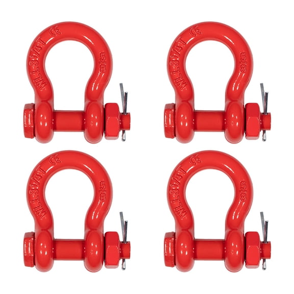 4Pcs 5/8" Anchor Shackle Forged Carbon Steel w/ Safety Screw Pin Load Limit 6,500 lbs, Double Rust Protection Heavy Duty D Ring Bolt Type Shackle for Towing, Rigging