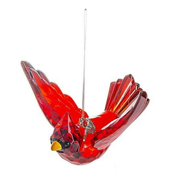 Ganz Radiant Cardinal Ornament with Charm – 5" Acrylic Holiday Decoration for Christmas Trees & Gifts (ACRY-743)