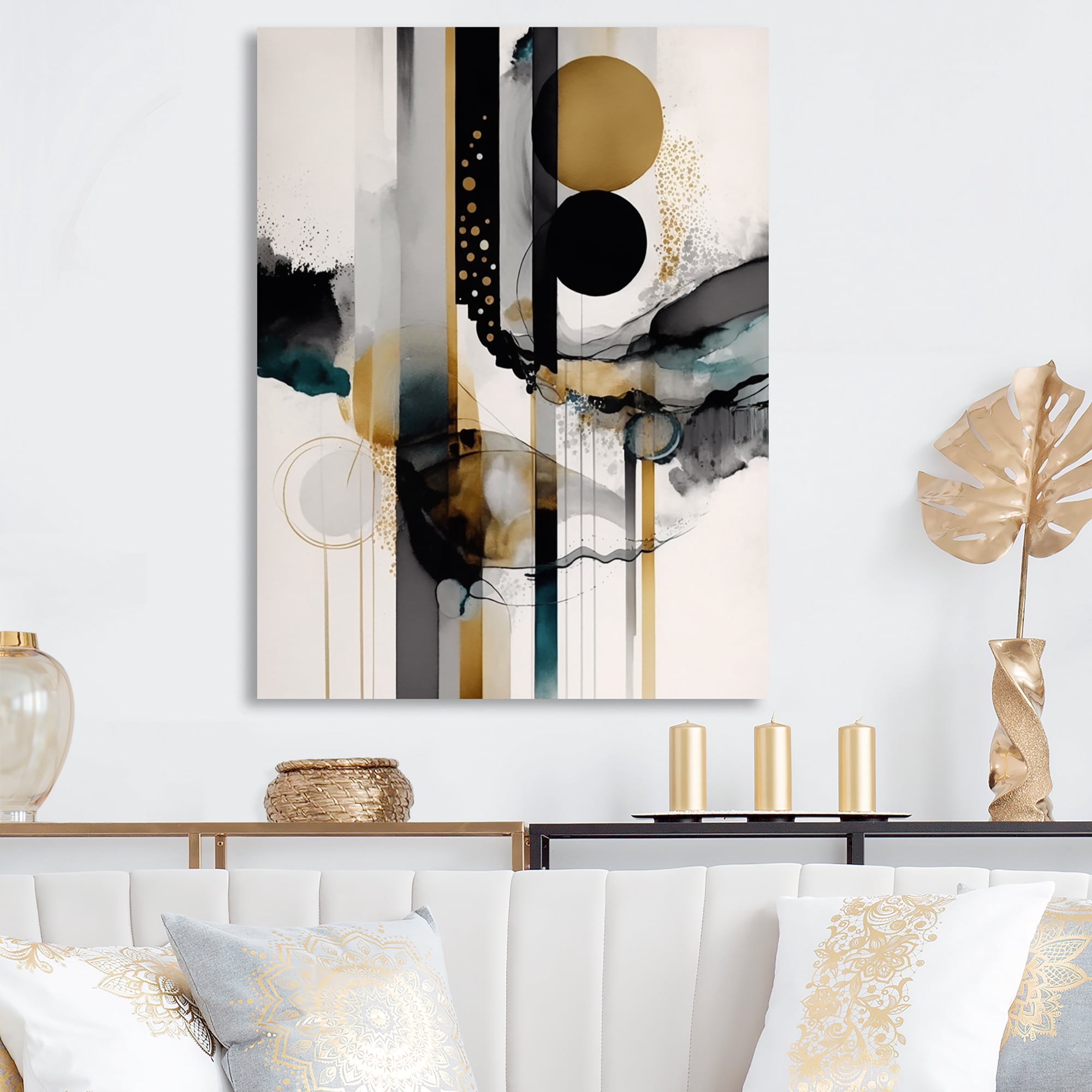 Designart Abstract Transitional Modern Shapes III Canvas Wall Art