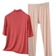 thumbnail image 2 of TaTaai Womens high neck pajama set, 3/4 sleeves, solid color modal, casual trendy, breathable skin-friendly, comfortable fit, great for spring & autumn bedtime & relaxation Gift, 2 of 5